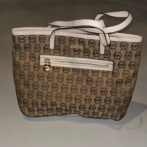 Michael Kors Tan and Cream Logo Tote